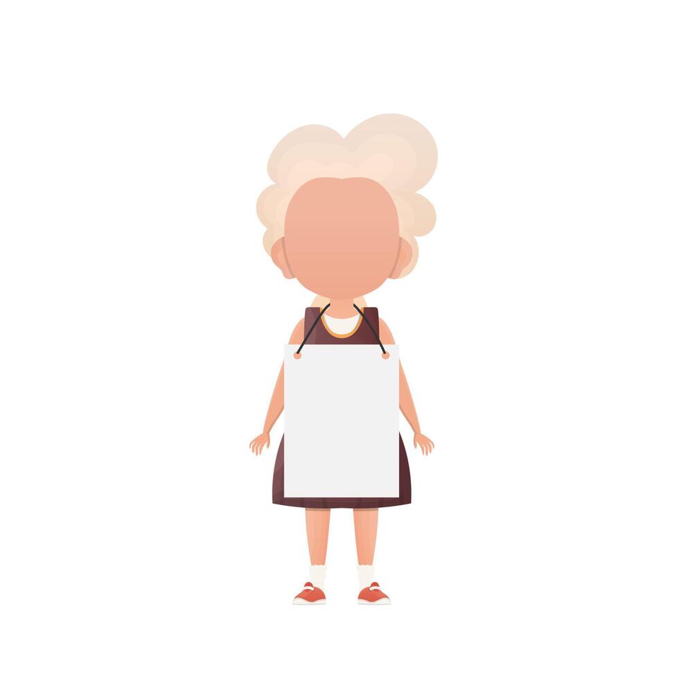 A little girl with a musty poster and a place for your text. Cartoon style. Vector. vector