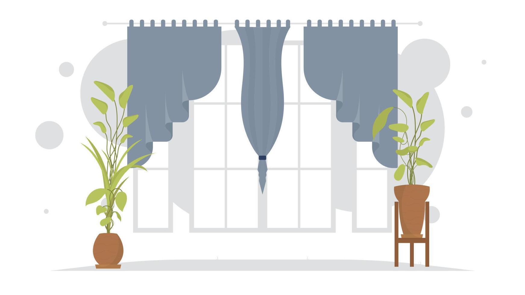 Room with a window. Interior. Cartoon style. vector