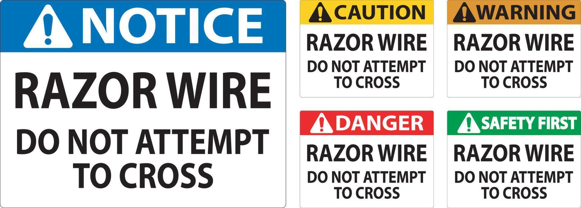 Danger Sign Razor Wire, Do Not Attempt To Cross vector