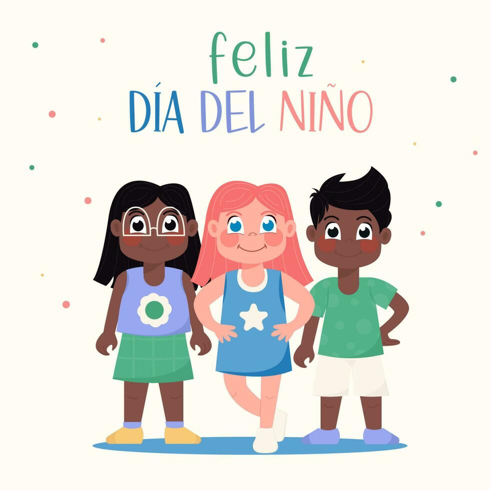 Flat children's day in spanish background vector