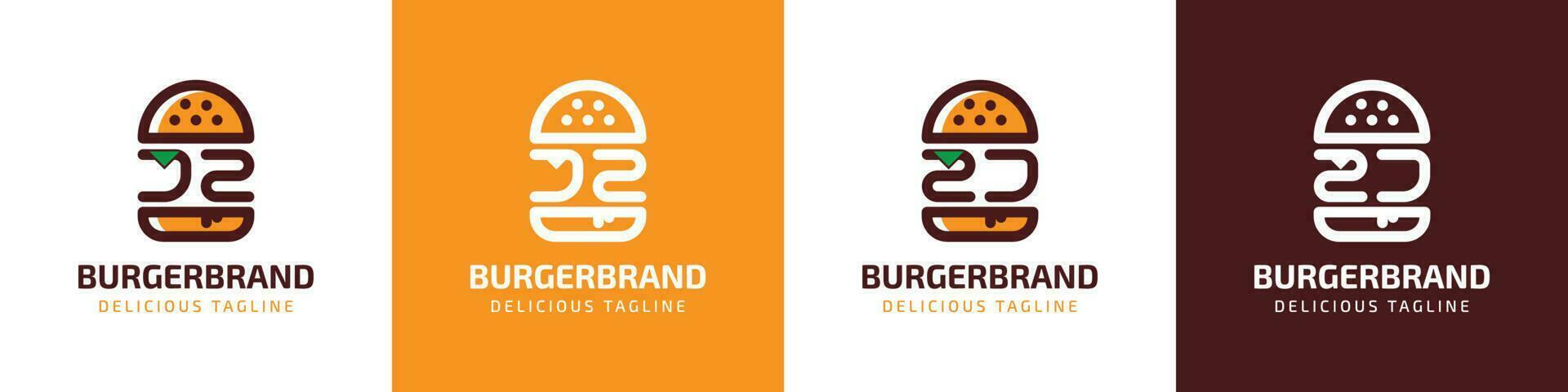 Letter JZ and ZJ Burger Logo, suitable for any business related to burger with JZ or ZJ initials. vector