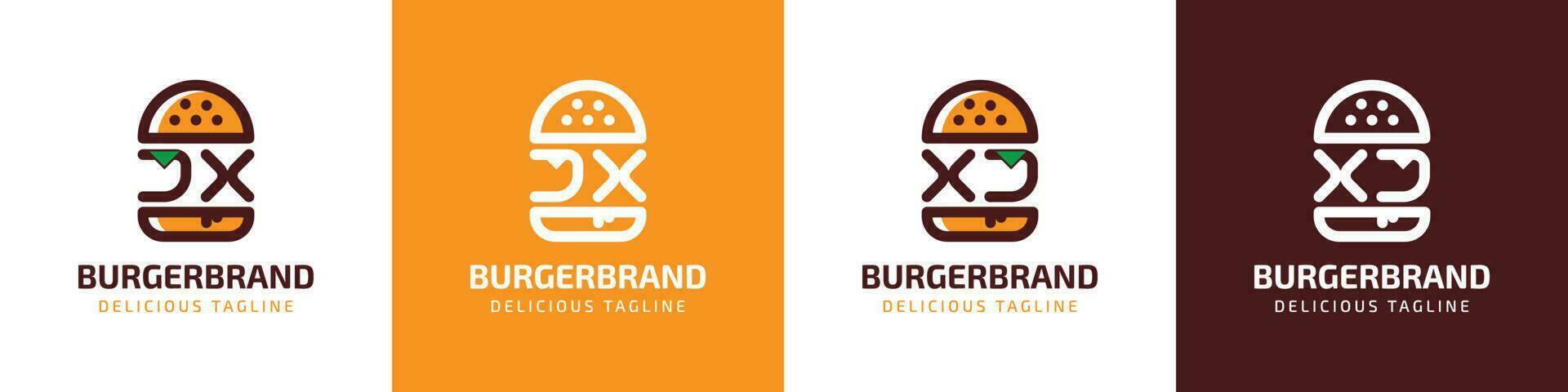 Letter JX and XJ Burger Logo, suitable for any business related to burger with JX or XJ initials. vector