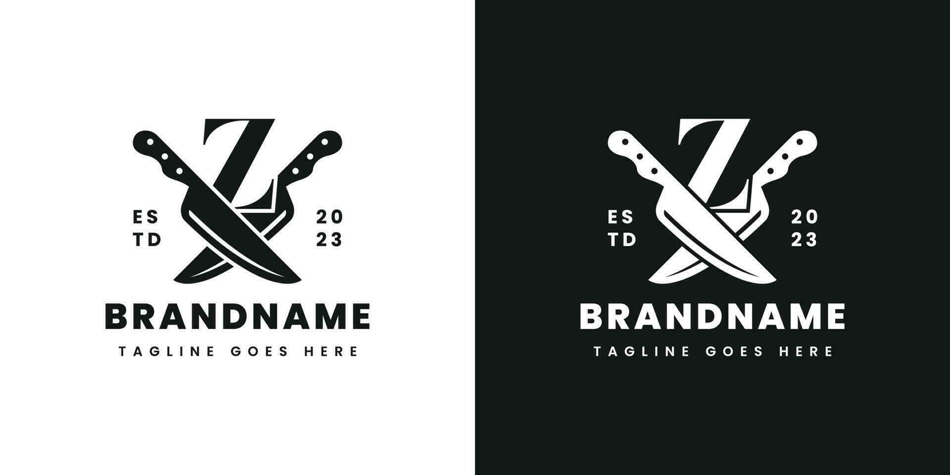 Letter Z Double Knife Logo, Suitable for any business related to knife with Z initial. vector