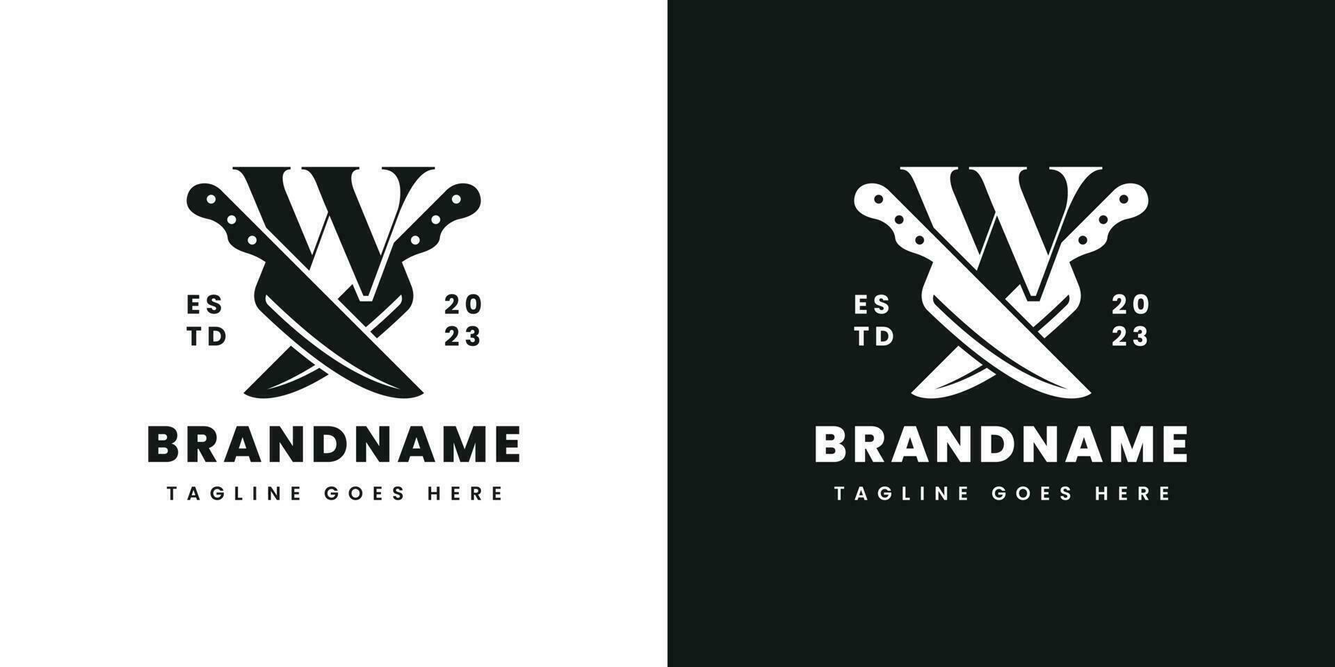 Letter W Double Knife Logo, Suitable for any business related to knife with W initial. vector