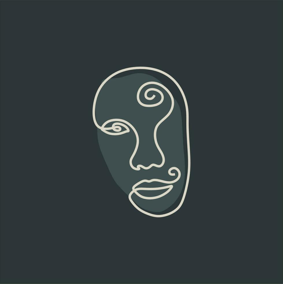 face line art illustration vector