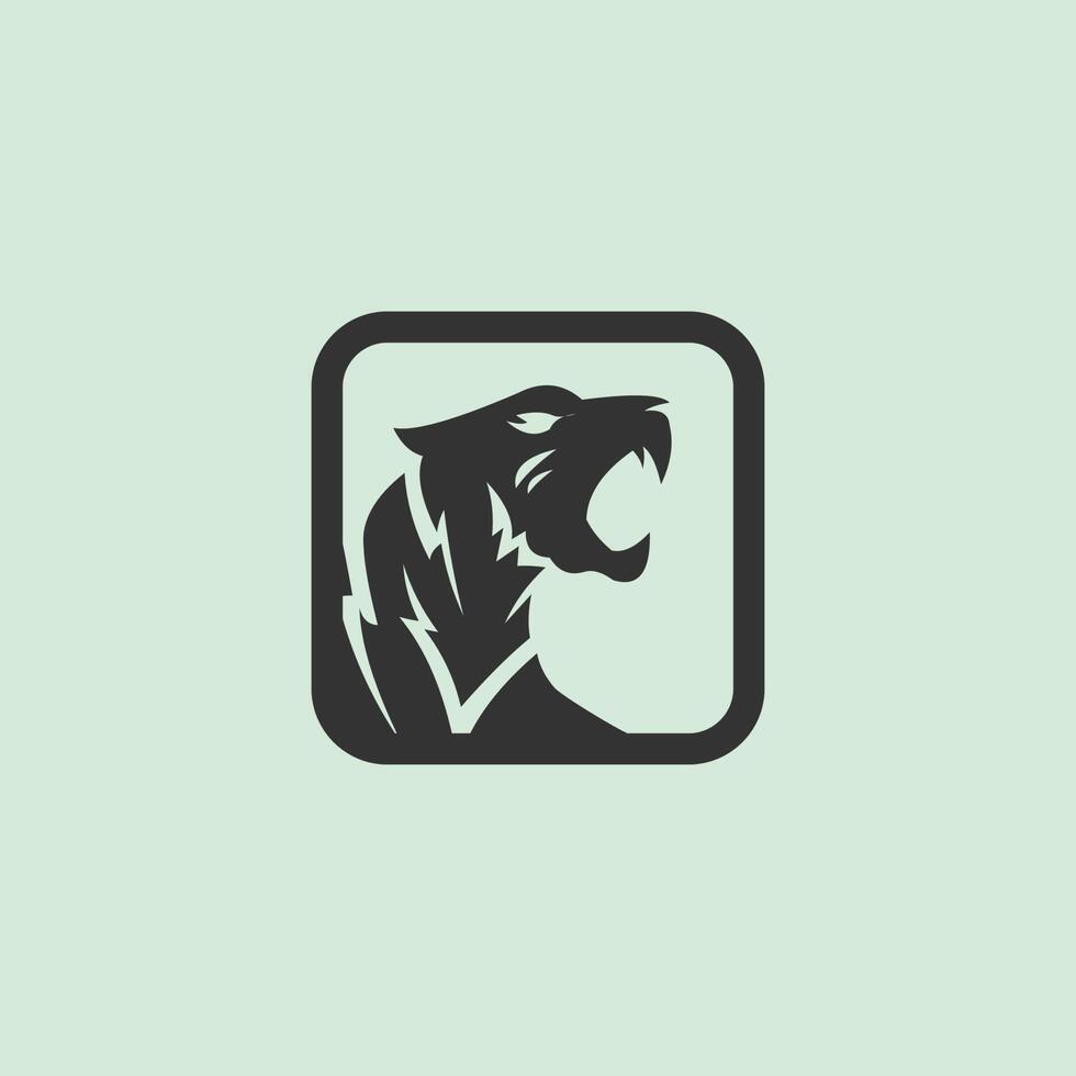 black panther logo design in line box vector