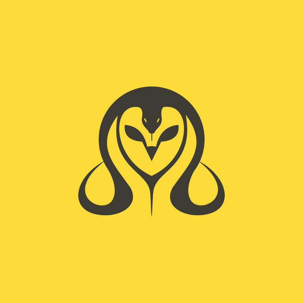 búho y cobra combinación logo diseño vector