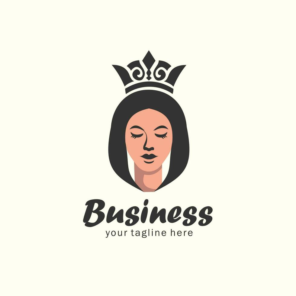 beauty logo designs for salons, spas and beauty places, or feminine logos in the form of a queen wearing a crown vector