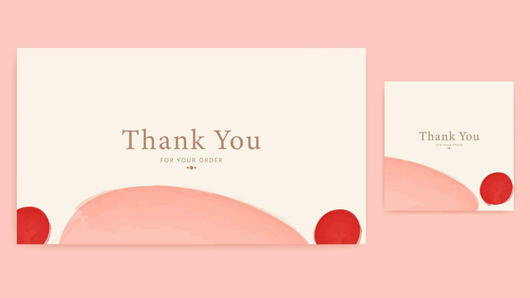 thank you card template, pink and red abstract watercolor design thanks card aesthetic watercolor simple greeting template vector