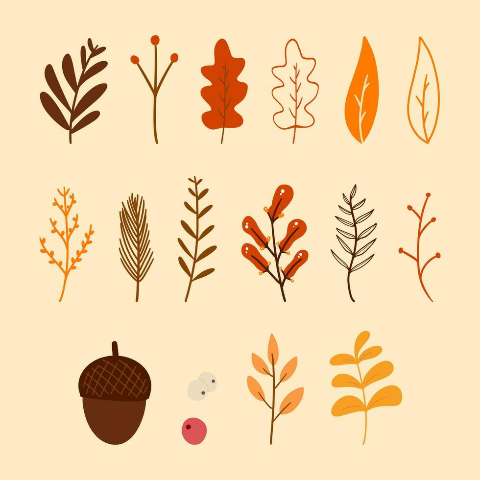 autumn leaves set. Hand painted illustration. 23650069 Vector Art at ...