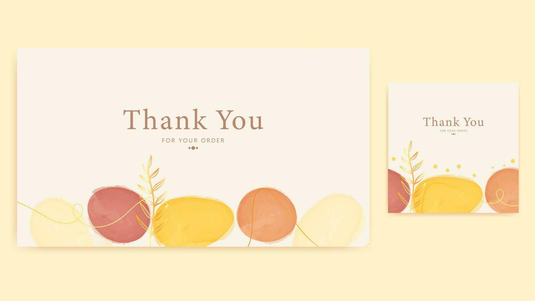 thank you card template, abstract rounded pastel watercolor thanks card aesthetic watercolor simple greeting card vector