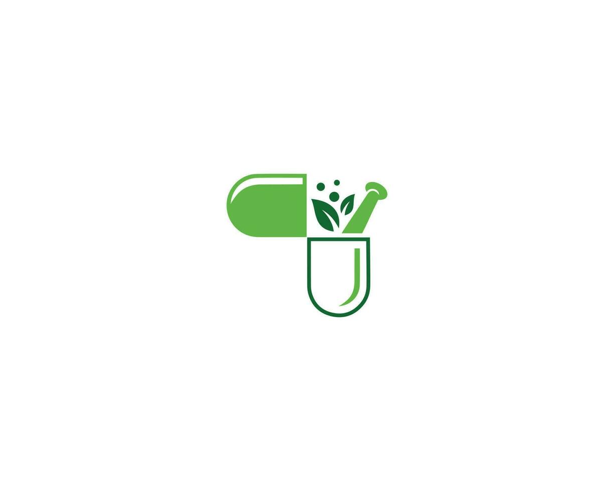 Pharmacy Medical Capsule With Leaf Logo Icon Design Vector Template Illustration.