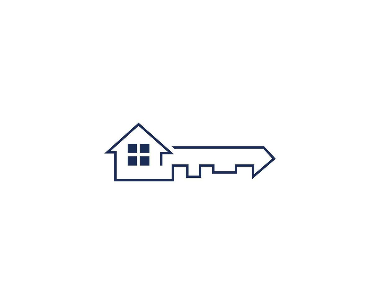 Abstract Key House Logo Icon Design With Window Vector Concept Illustration.