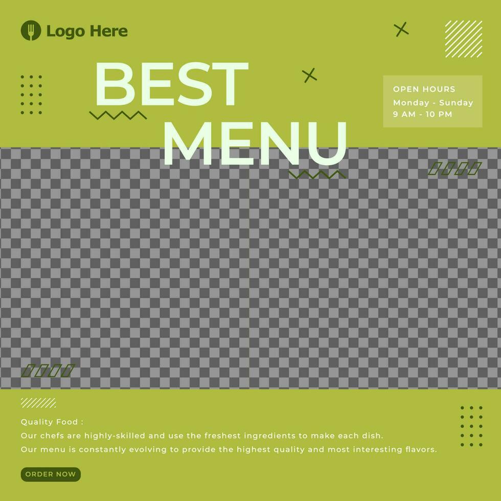 best menu design social media template for restaurant vector