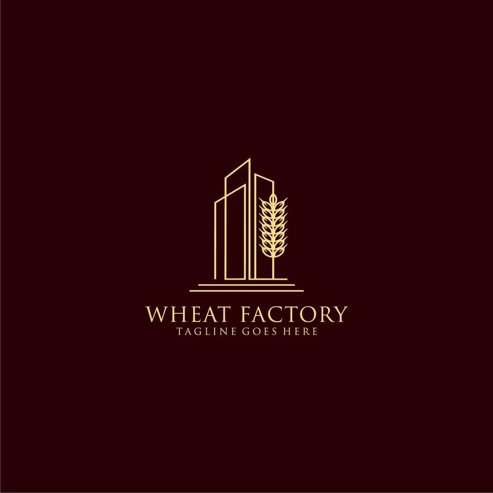 Line art grain mill logo design vector