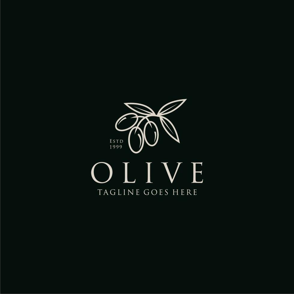 Olive fruit line art illustration logo design vector