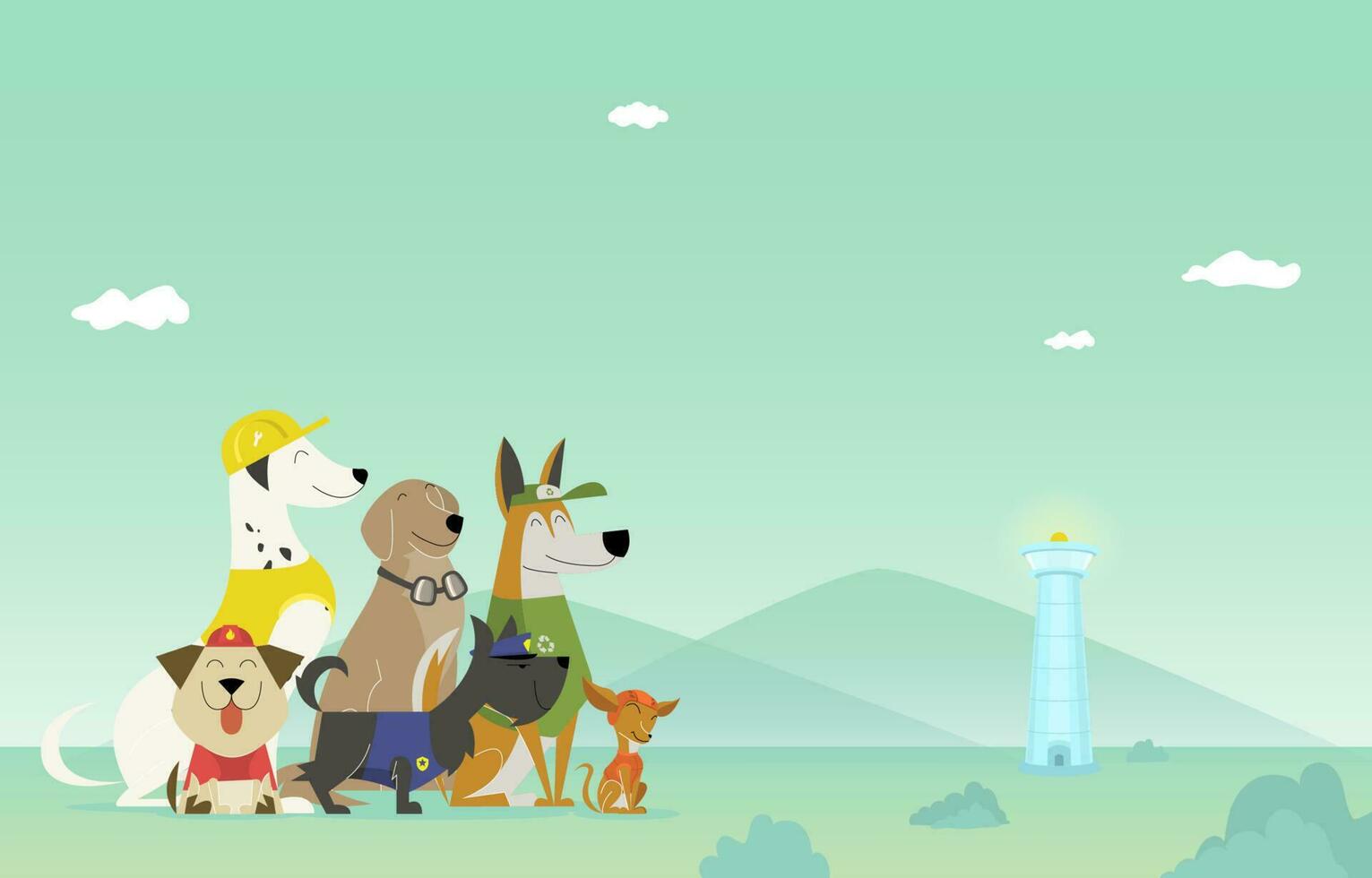 Background of Group of Dogs as Cosplayer vector