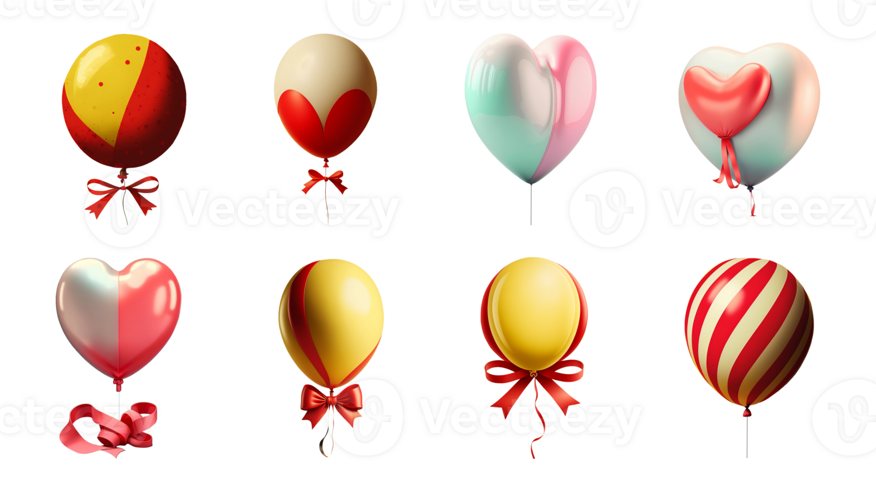 3D Illustration Of Colourful Balloons Icon Set. png