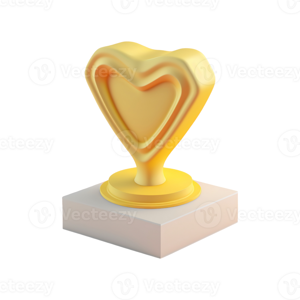 3D Render Of Yellow Heart Shape Stand Or Pedestal Icon. png