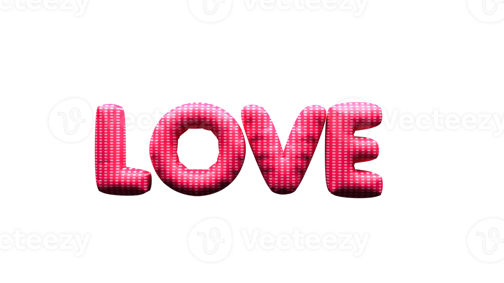 3D Render of Pink Polka Dot Foil Love Word Element. png