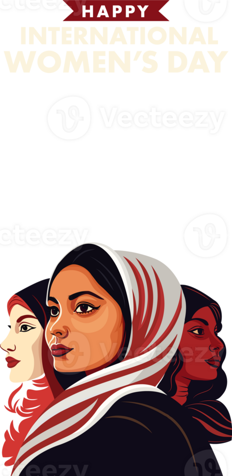 contento internacional De las mujeres día concepto con Tres joven mujer caracteres. png