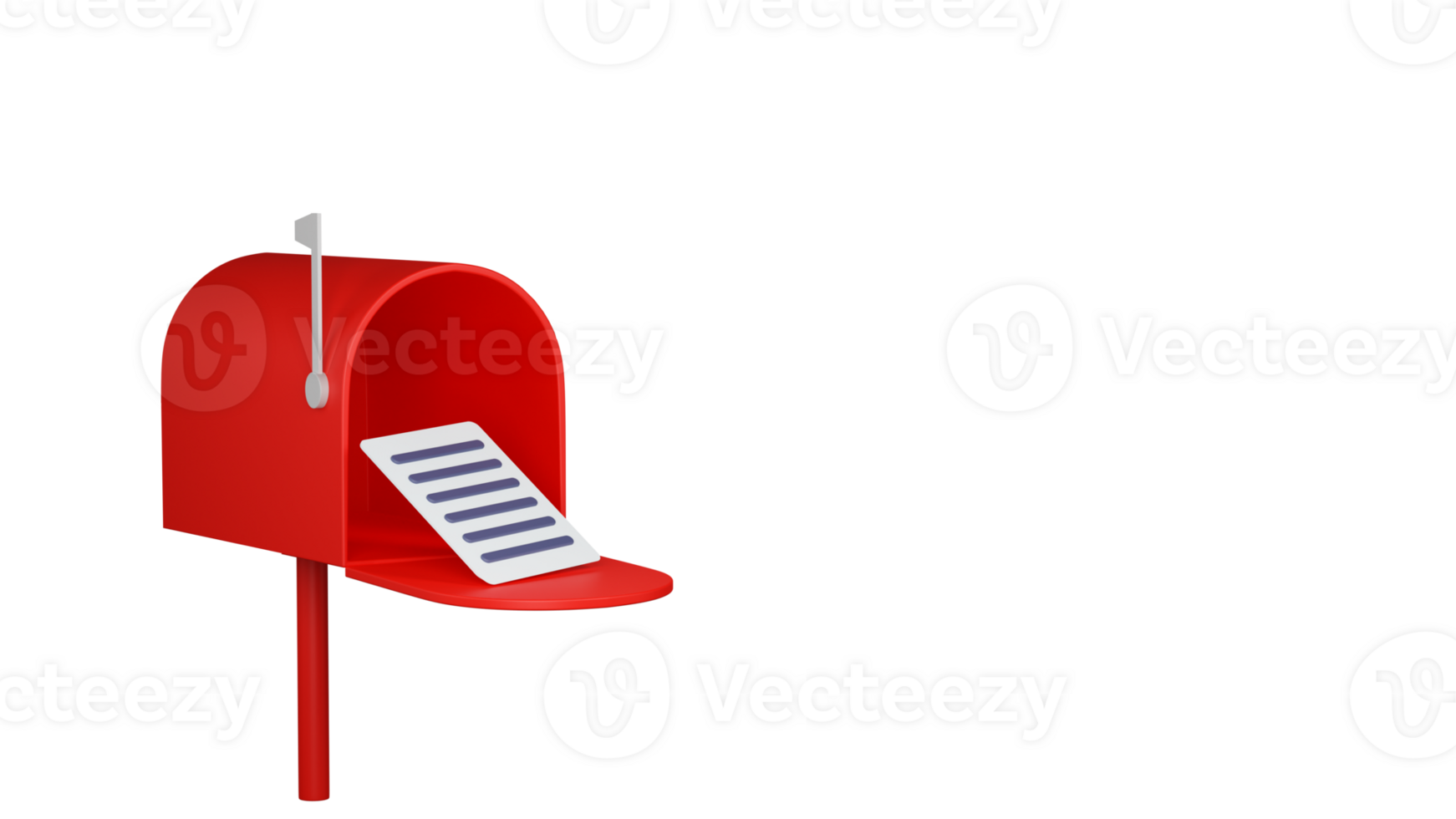 3D Render of Letter Inside Red Open Mailbox Element. png