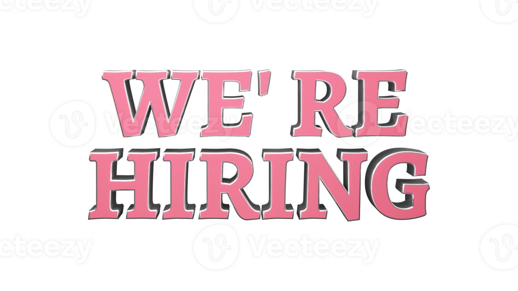 3D Render of We're Hiring Text In Pink Color. png