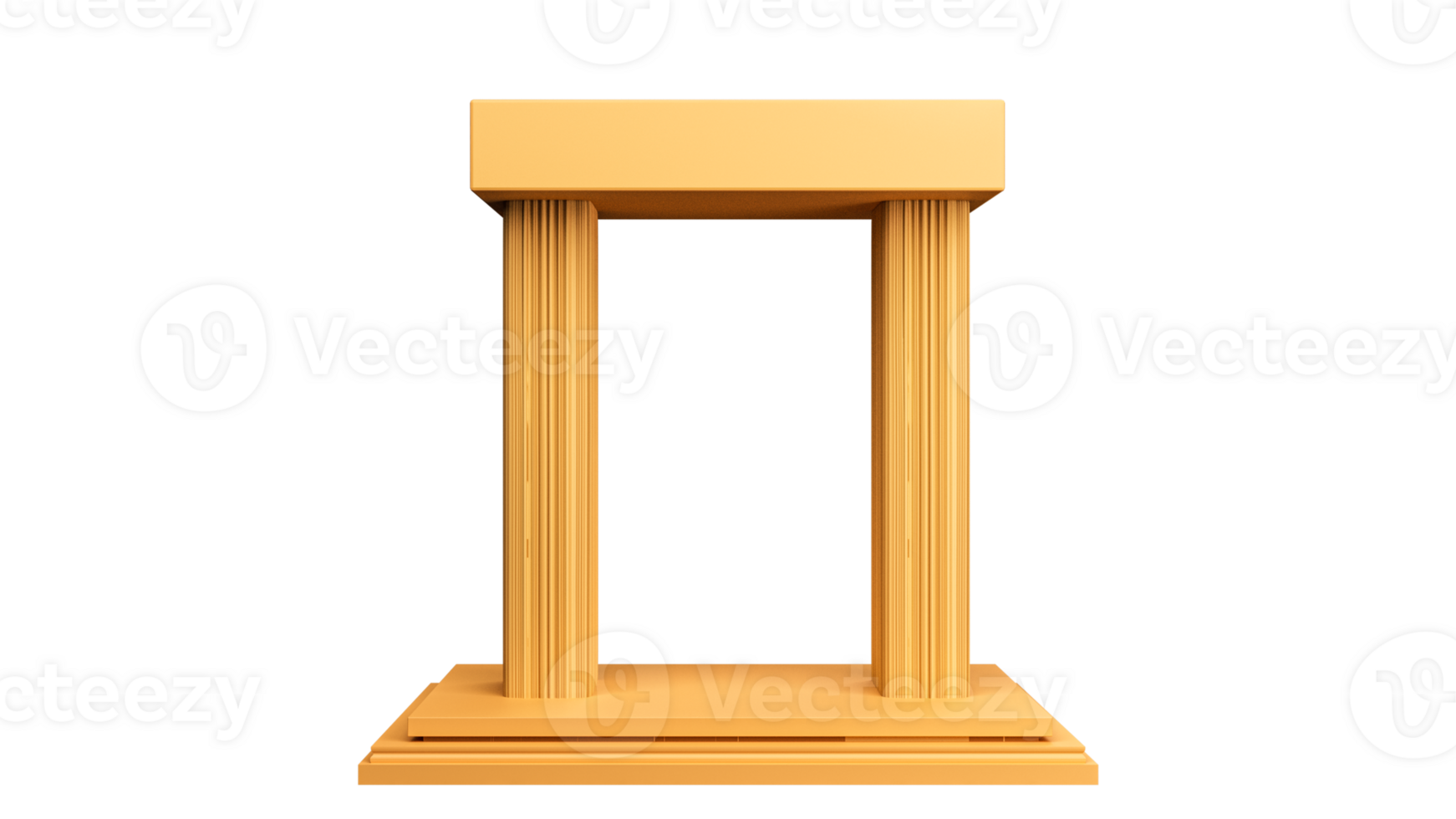 3D Render of Chrome Yellow Arched Stage or Podium Icon. png