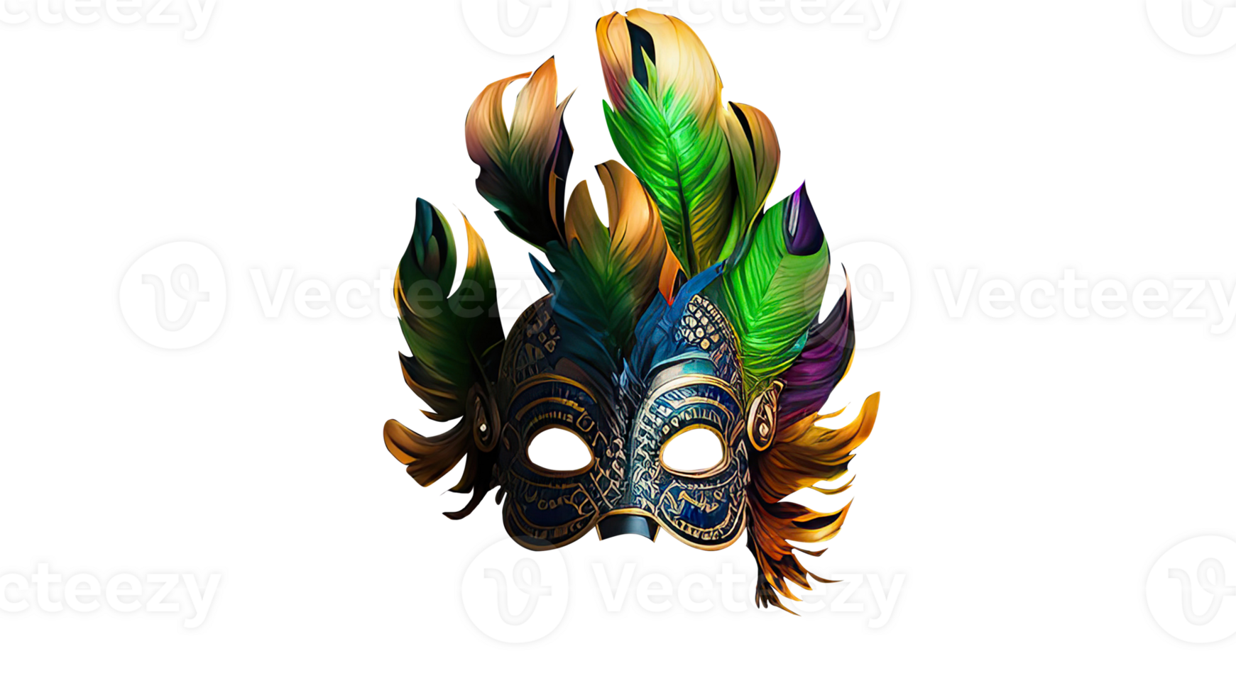 3d framställa av flerfärgad fantasi fjäder mask ikon. png