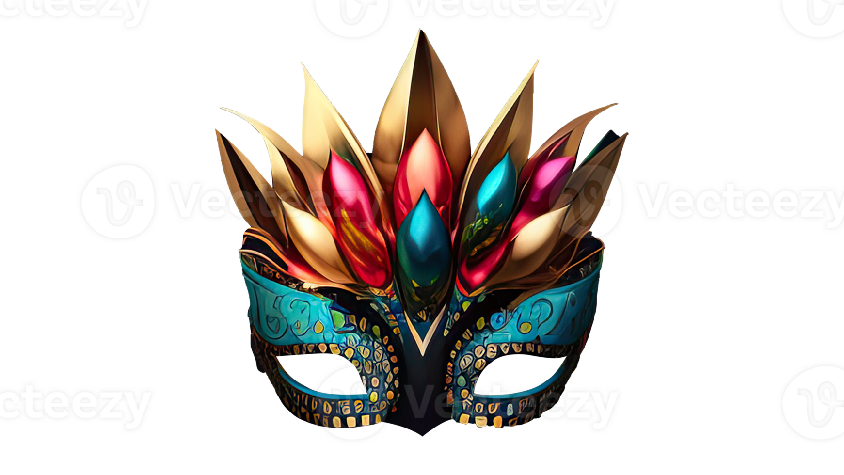 3D Render of Colorful Carnival Mask Icon. png