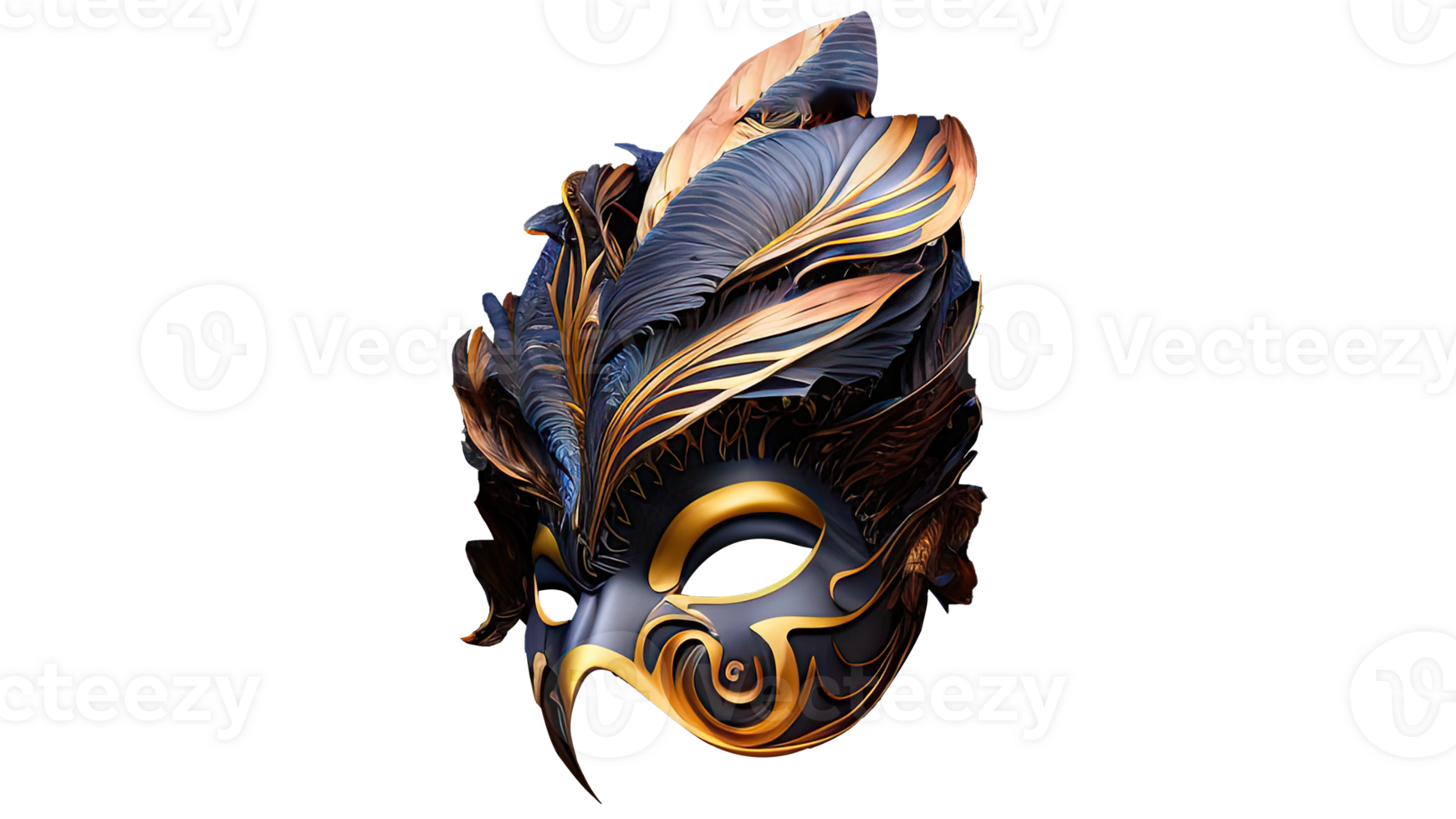 3D Render, Side View of Attractive Carnival Mask Icon. png