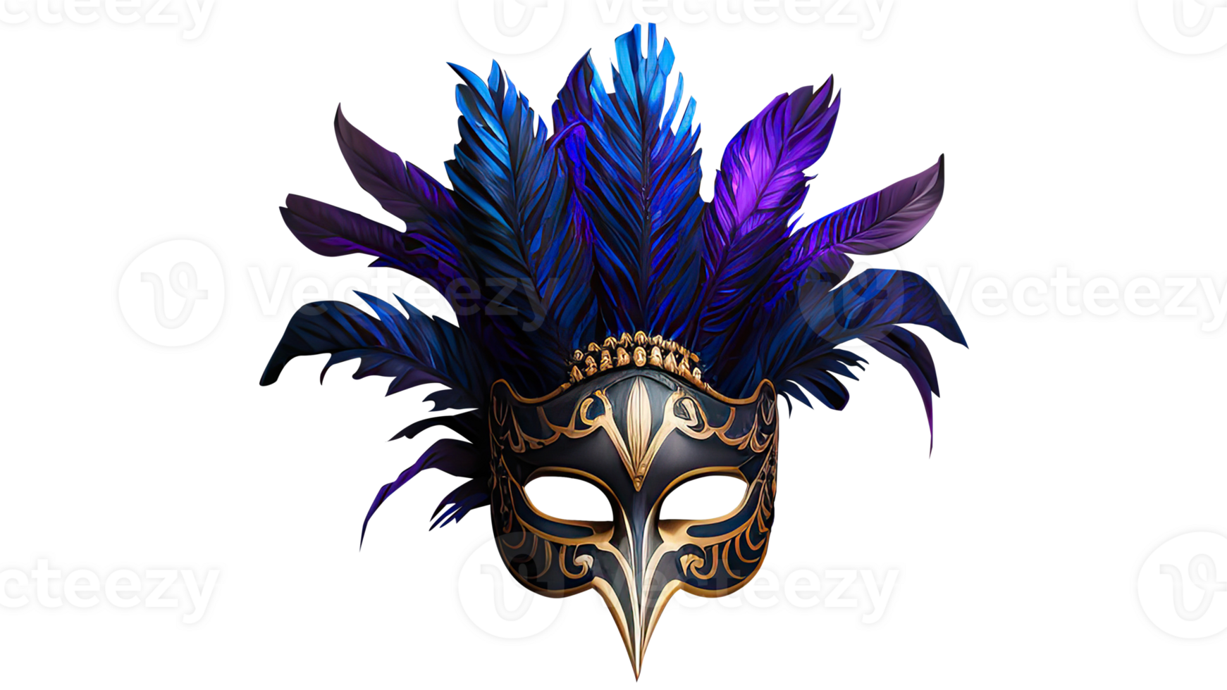 3D Render of Attractive Feathers Mask Icon. png