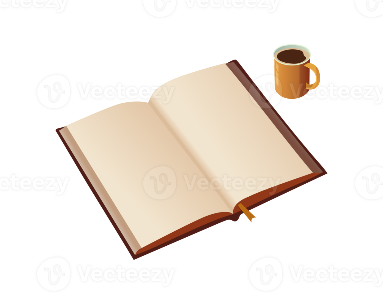 Open Book With Blank Pages, Tea Mug Element. png