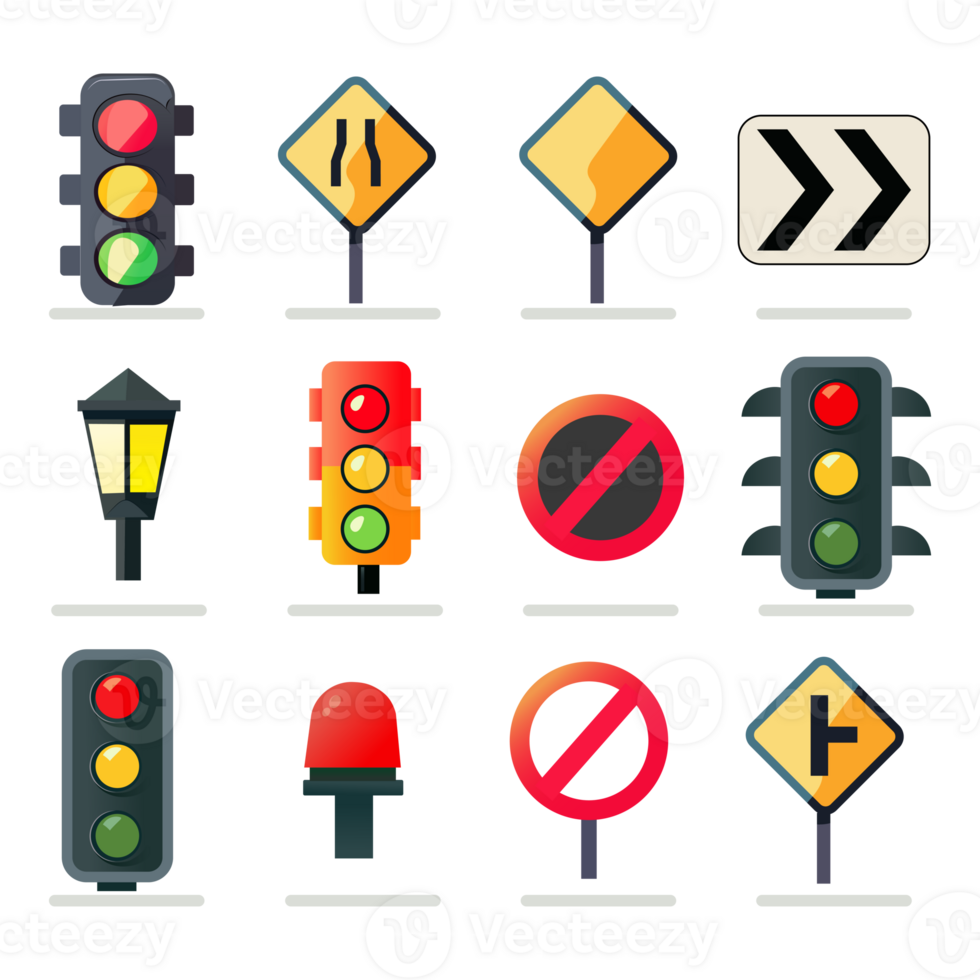 Collection of Traffic Icons In Flat Style. png