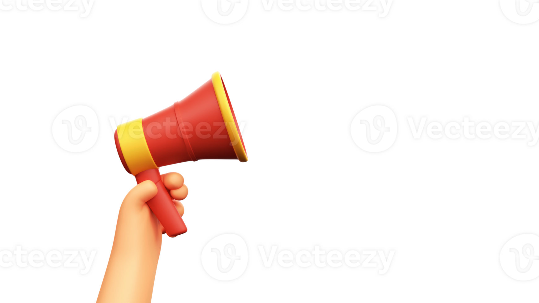 3D Render of Human Hand Holding Megaphone Icon. png