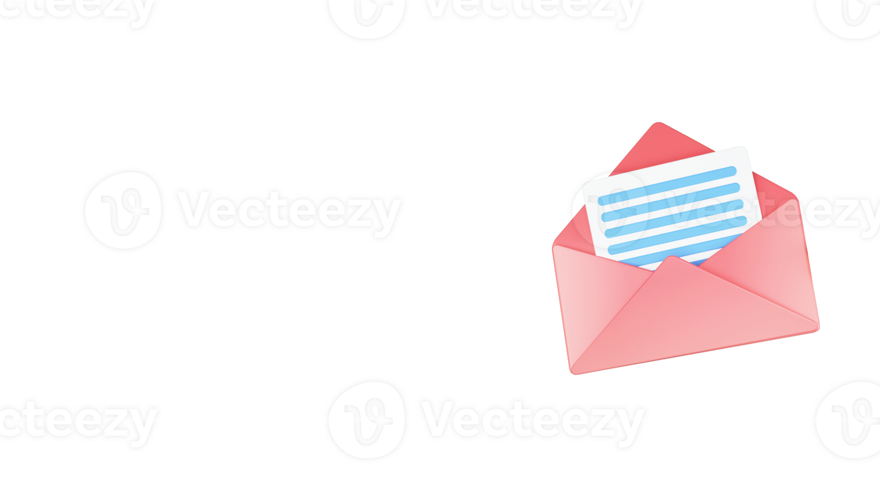 3D Render of Email or Letter Inside Envelope Icon. png