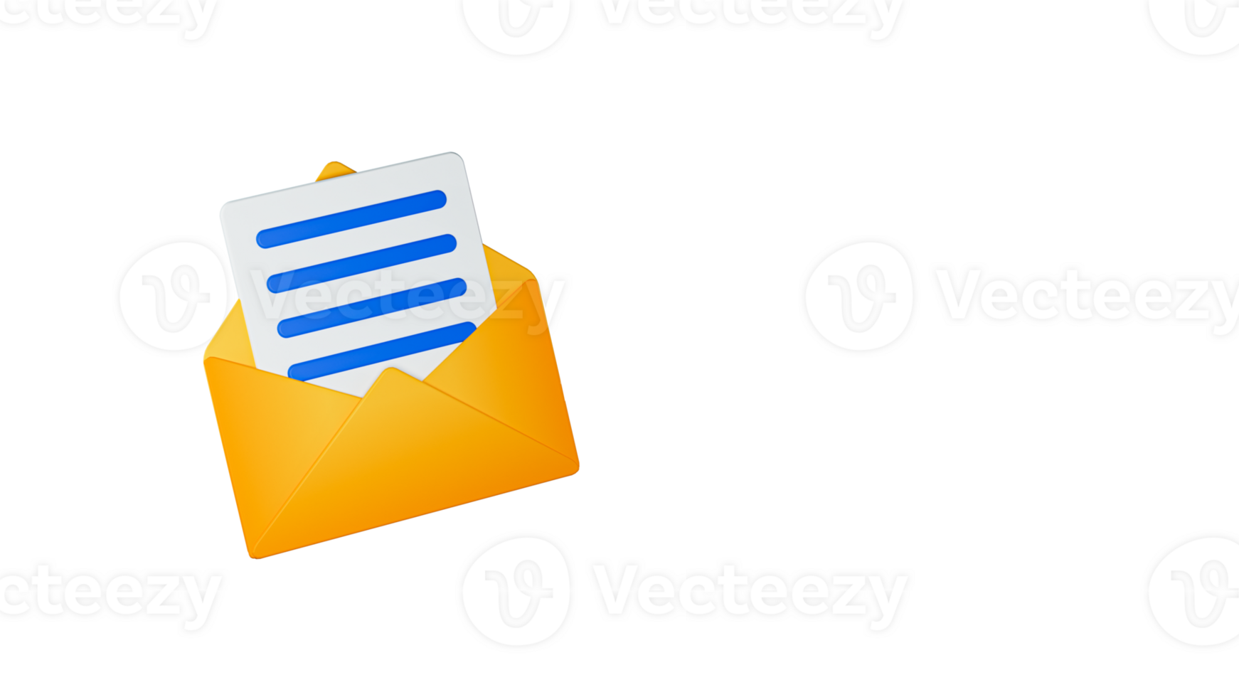 3D Render of Email or Letter Inside Envelope Element. png