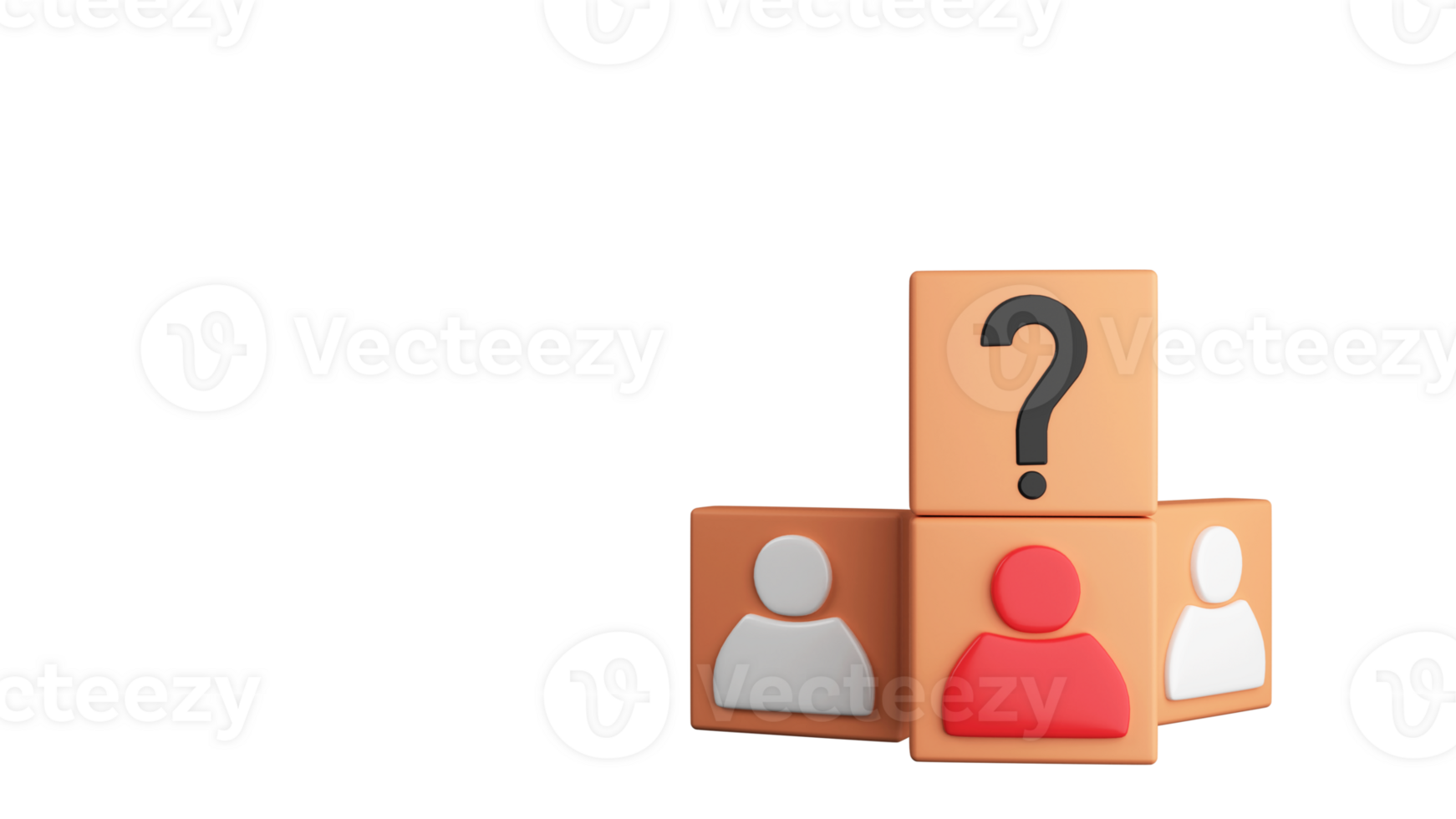 3D Render of Block Stacking With User Icon And Top Question Mark. png