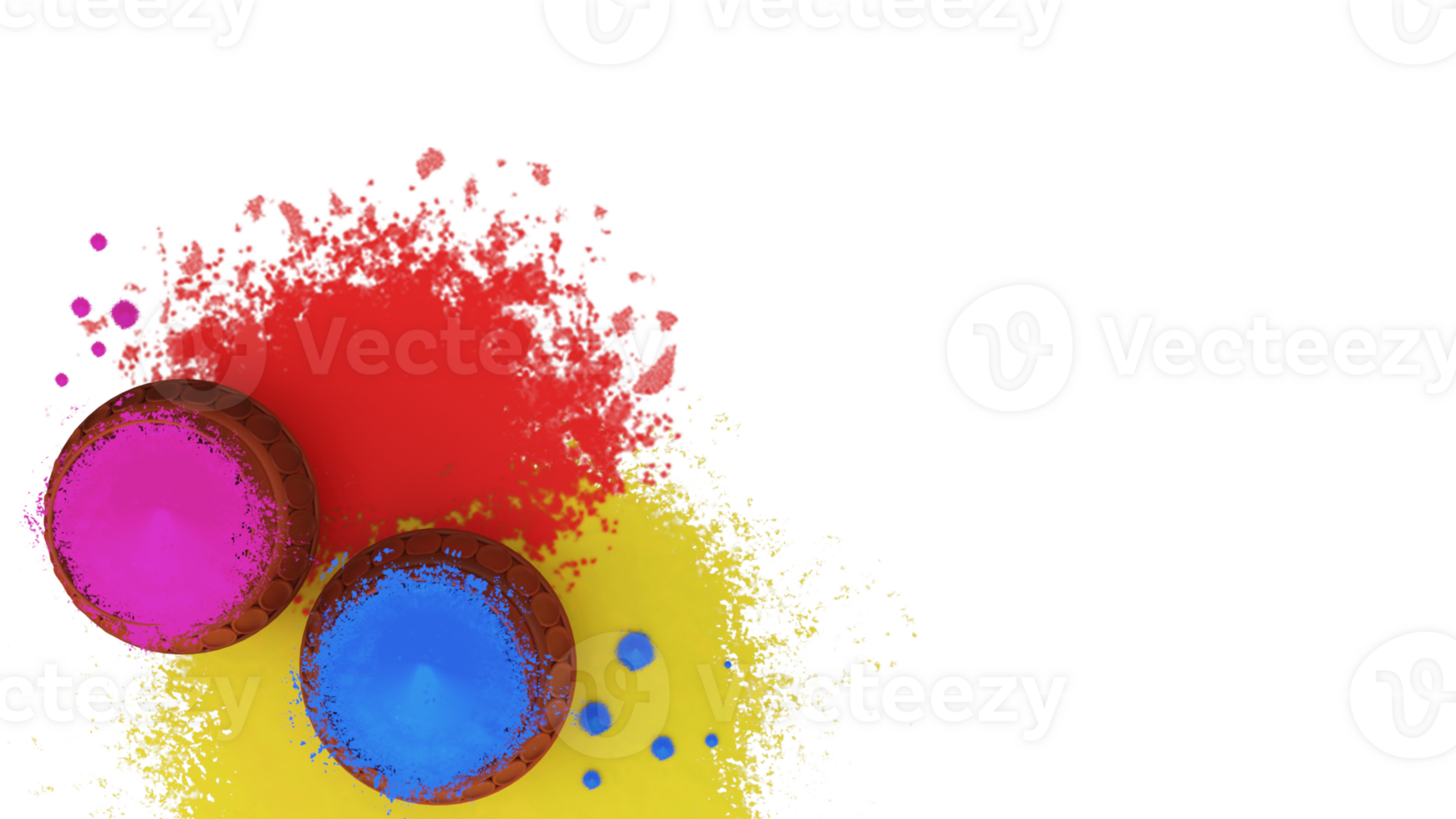 topp se lera kastruller full av Färg pulver med stänka ner effekt. png