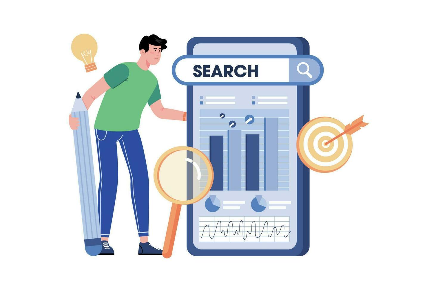 An SEO Specialist Improves Search Engine Rankings vector
