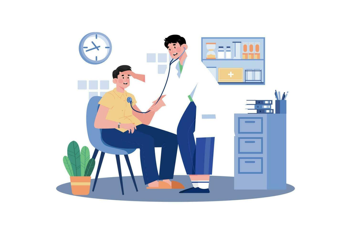 A Doctor Examines A Patient To Diagnose Injury vector