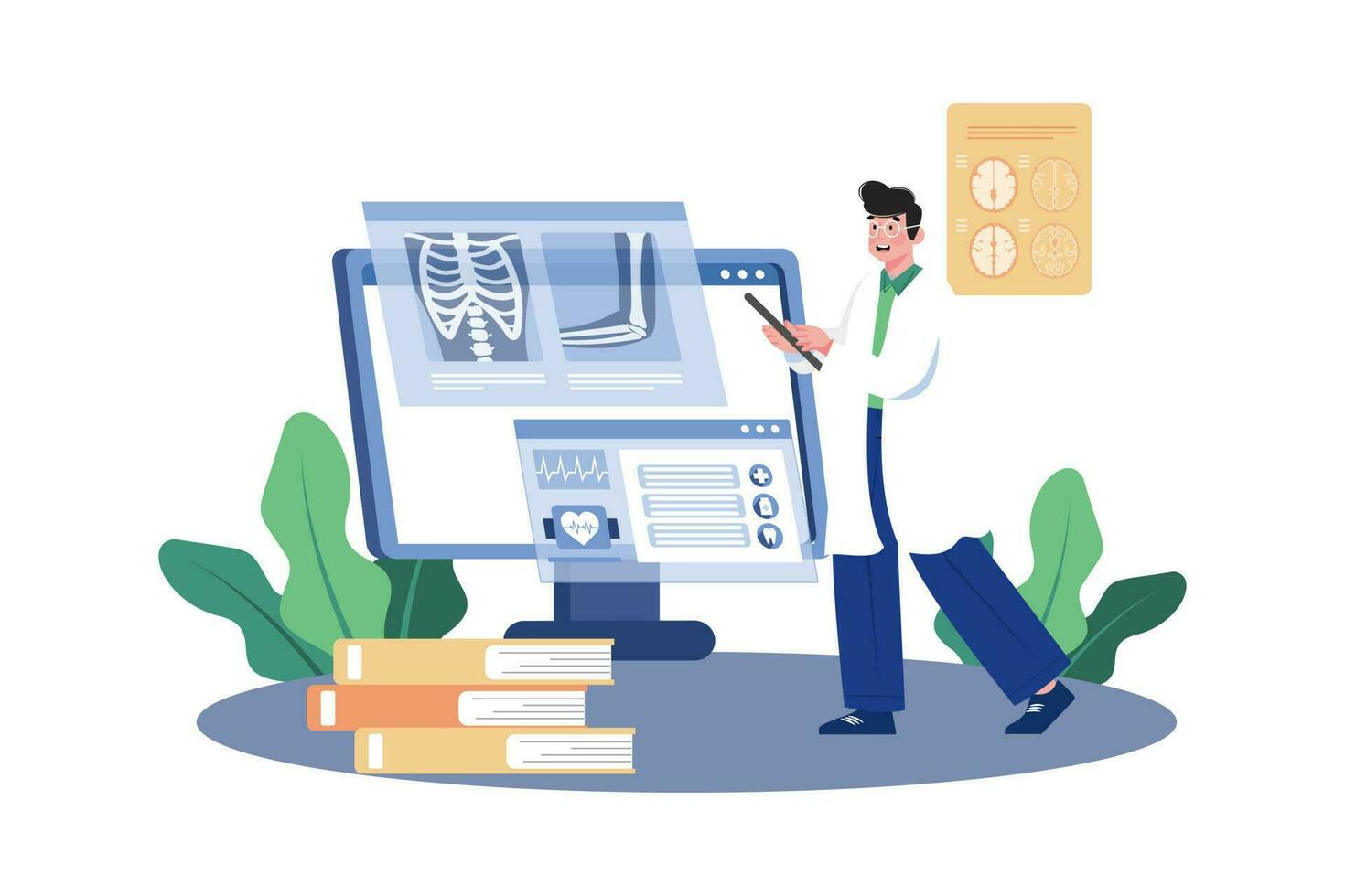 A Doctor Uses Medical Imaging To Diagnose Diseases vector