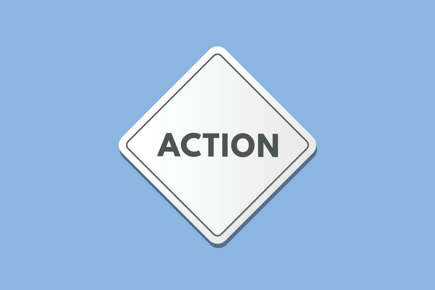 Action text Button. Action Sign Icon Label Sticker Web Buttons vector