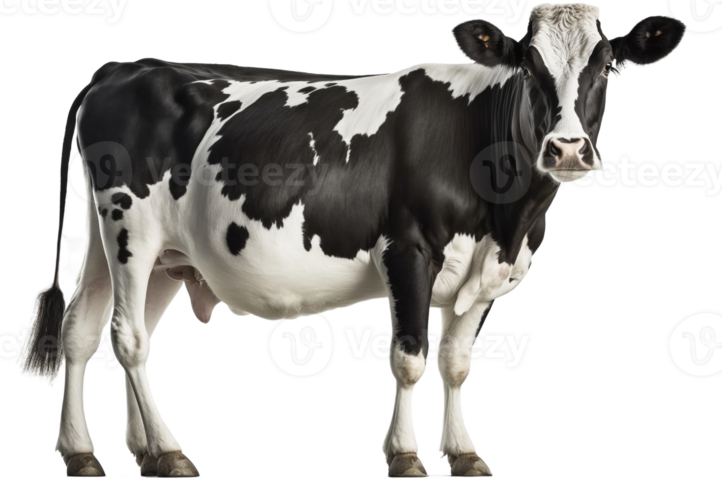 lechería vaca en transparente fondo, creado con generativo ai png