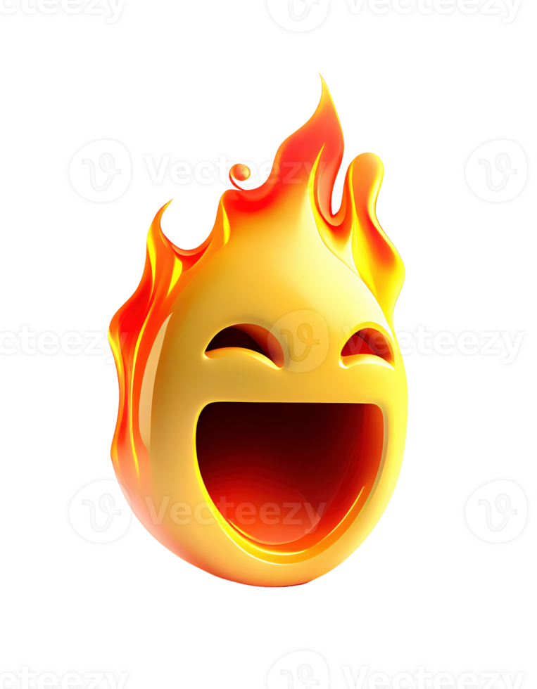 Fire symbol on transparent background, created with png