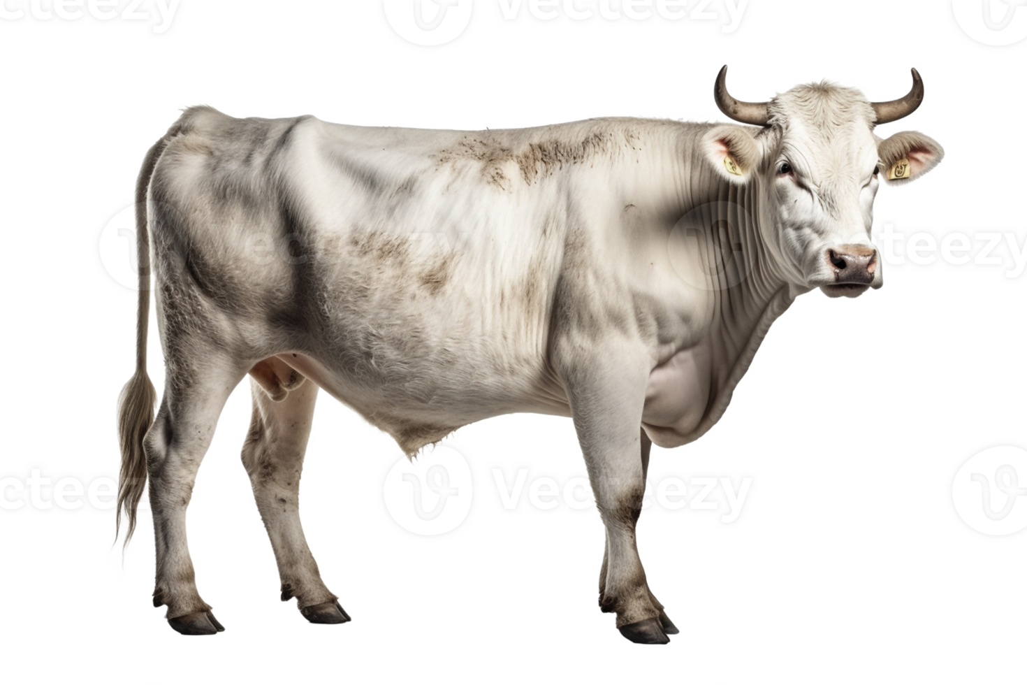 Piedmontese cow on transparent background, created with png