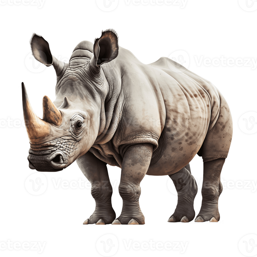 A majestic rhinoceros isolated on transparent background, created with png