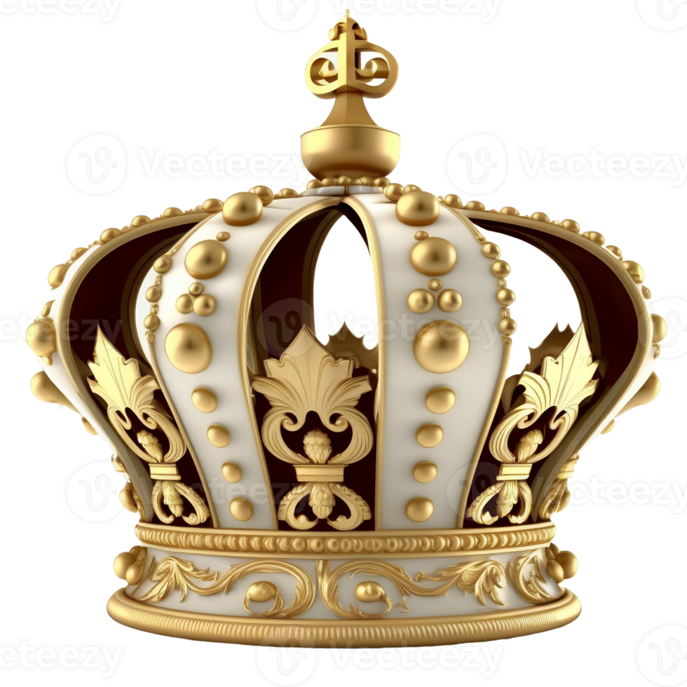 Royal gold crown on transparent background, created with png
