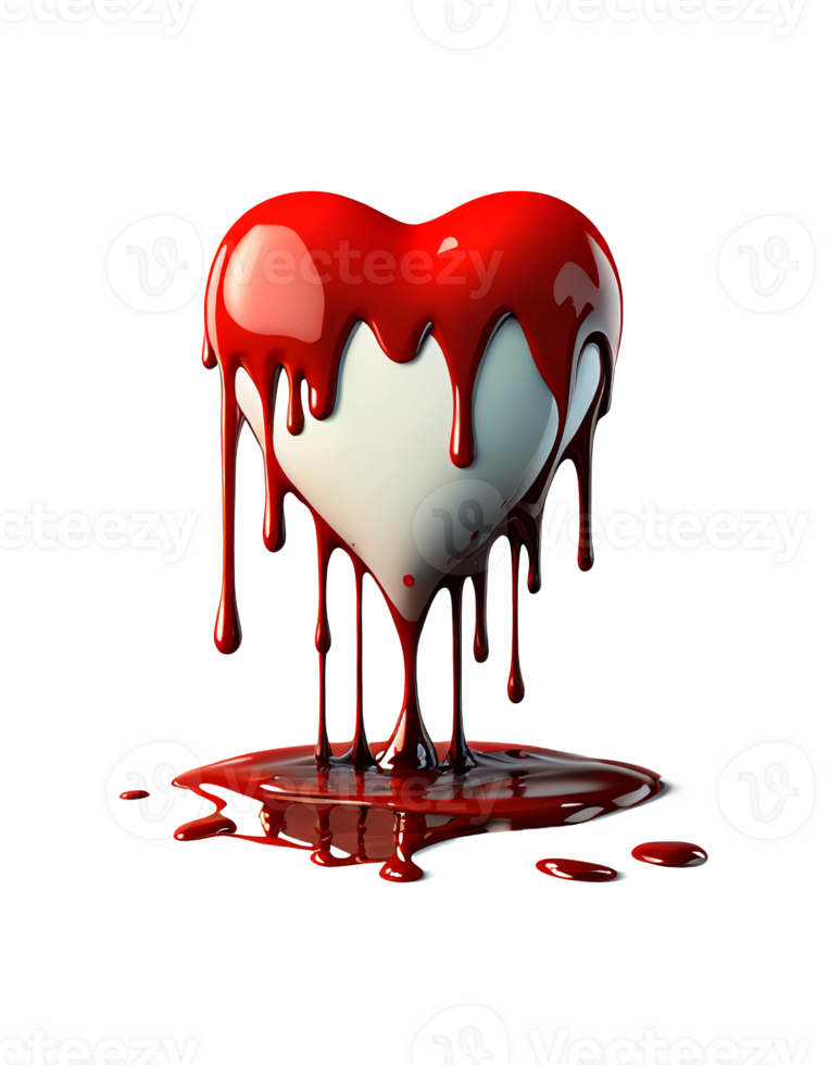 Red heart dripping, created with png