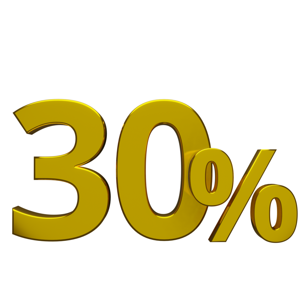 3D Gold 30 Percent Discount png